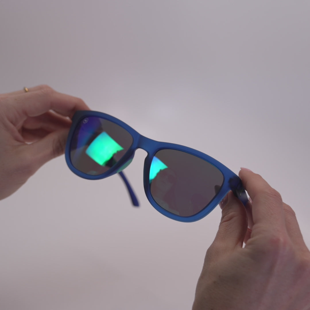 Lifestyle video of Rubberized Navy / Mint Premiums Sport Sunglasses