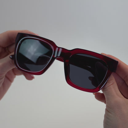 Lifestyle video of Black Cherry Songbirds Sunglasses