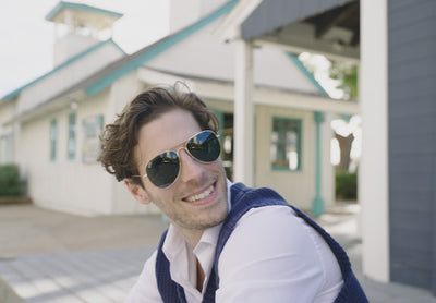 male wearing aviator sunglasses