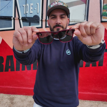 Men wearing Black Cherry Fast Lanes Sunglasses