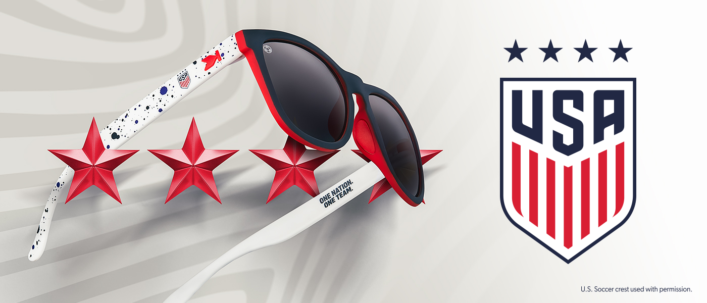 Knockaround x USA. U.S. Soccer crest used with permission. Rx Available.