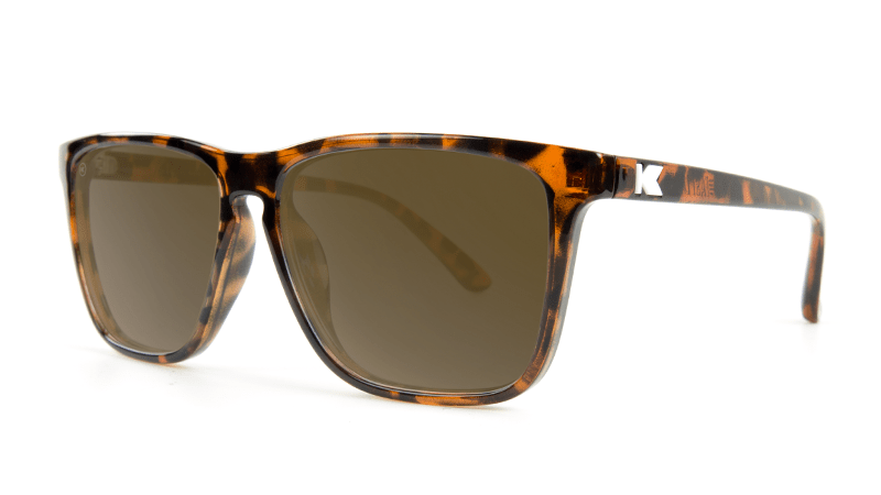 Knockaround Fast Lanes Tortoise Shell Frames with Amber Lenses, Threequarter