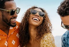 Sunglasses with Glossy Green Frames and Polarized Green Lenses, Model