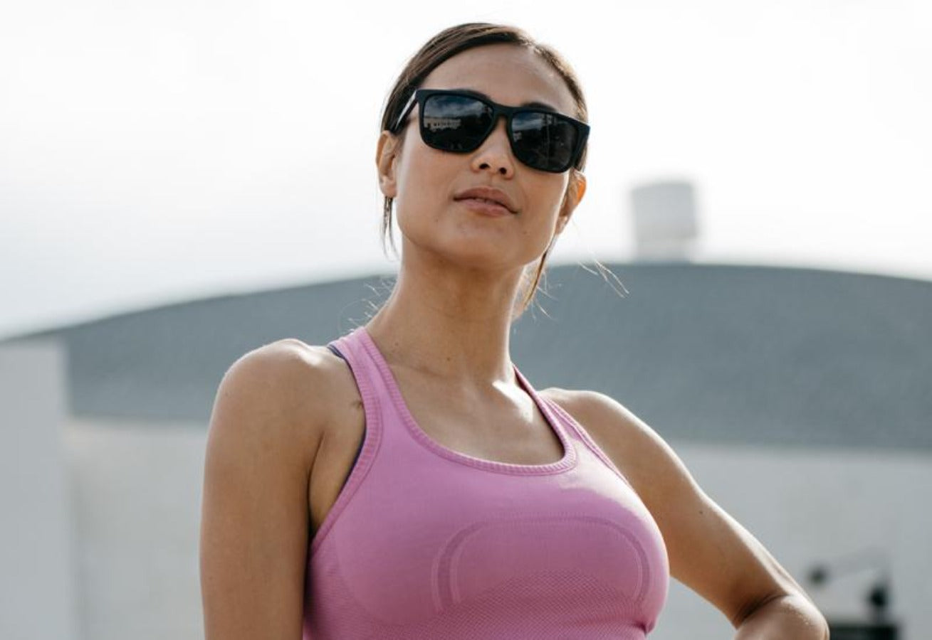 Sunglasses with Matte Black Frames and Polarized Black Smoke Lenses