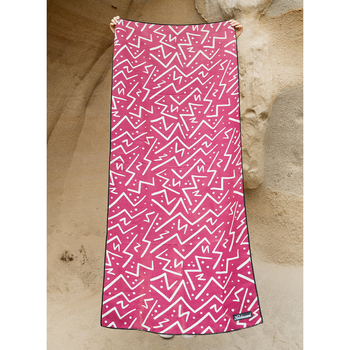 Pink Zigs Microfiber Beach Towel —