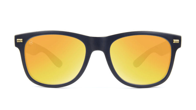 Fort Knocks Sunglasses with Matte Black Frames and Yellow Sunset Mirrored Lenses, Front