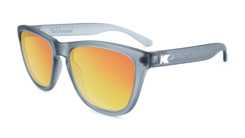 Premiums Sunglasses with Frosted Grey Frames and Red Sunset Mirrored Lenses, Flyover