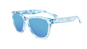 Sunglasses with Head in the Clouds Frames and Polarized Aqua Lenses, Flyover