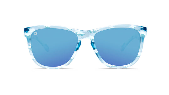 Sunglasses with Head in the Clouds Frames and Polarized Aqua Lenses, Front