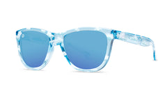 Sunglasses with Head in the Clouds Frames and Polarized Aqua Lenses, Threequarter