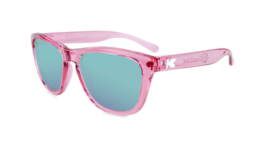 Knockaround Kids Sunglasses Pink Frames with Aqua Blue Lenses, Flyover