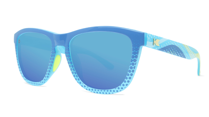 Sunglasses with Coastal Frames and Polarized Aqua Lenses, Threequarter