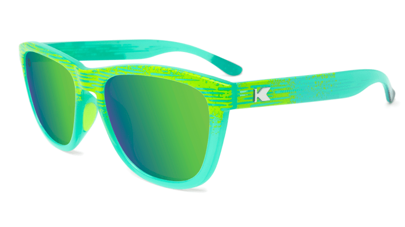 Sport Sunglasses with Green Frames and Polarized Green Moonshine Lenses, Flyover