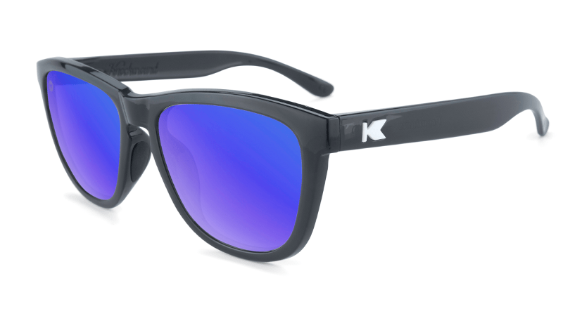 Sport Sunglasses with Jelly Black Frame and Polarized Blue Moonshine Lenses, Flyover