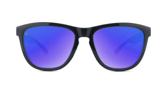 Sport Sunglasses with Jelly Black Frame and Polarized Blue Moonshine Lenses, Front