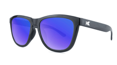 Sport Sunglasses with Jelly Black Frame and Polarized Blue Moonshine Lenses, Threequarter