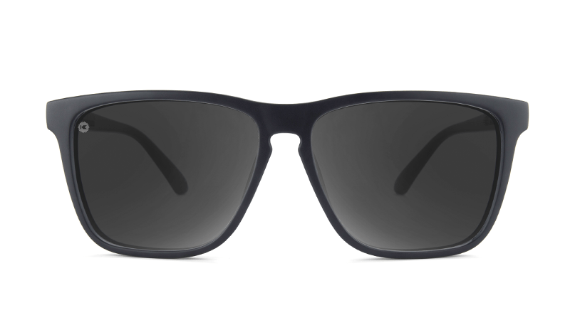 Sport Sunglasses with Matte Black Frame and Polarized Black Smoke Lenses, Front