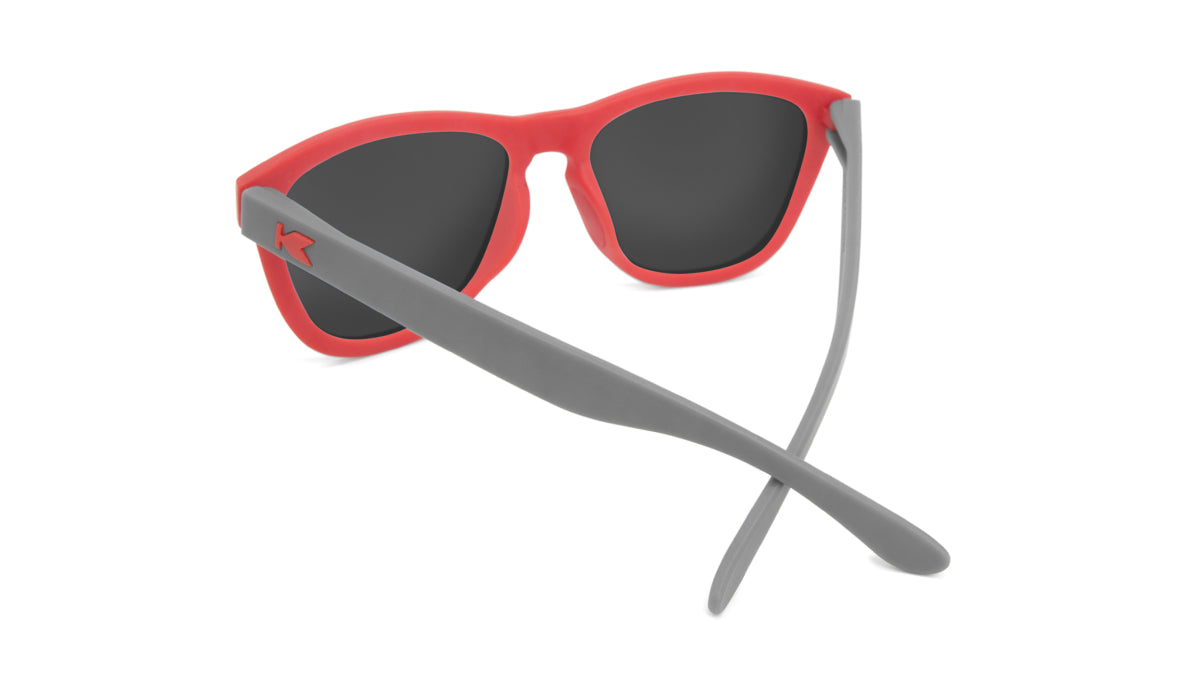 Sport Sunglasses with Scarlet & Grey Framestyle and Polarized Smoke Lenses, Back