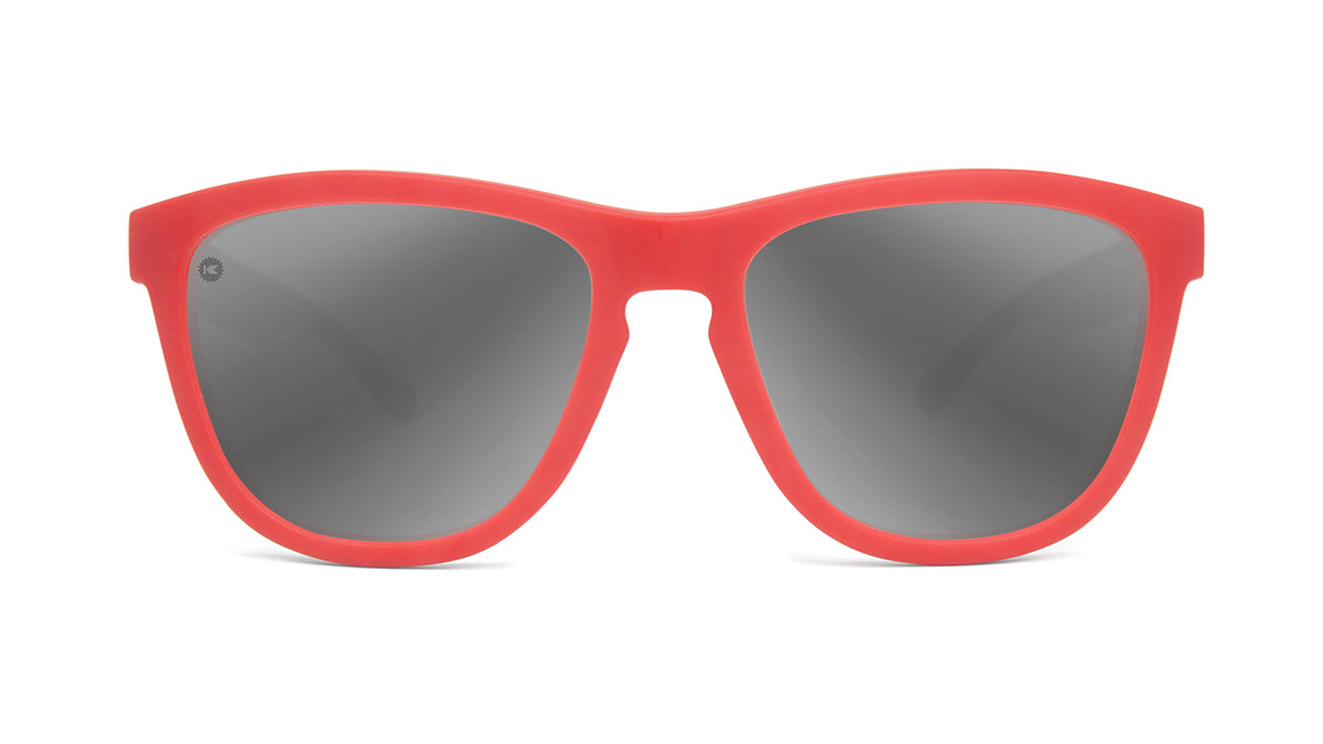 Sport Sunglasses with Scarlet & Grey Framestyle and Polarized Smoke Lenses, Front