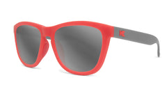 Sport Sunglasses with Scarlet & Grey Framestyle and Polarized Smoke Lenses, Threequarter