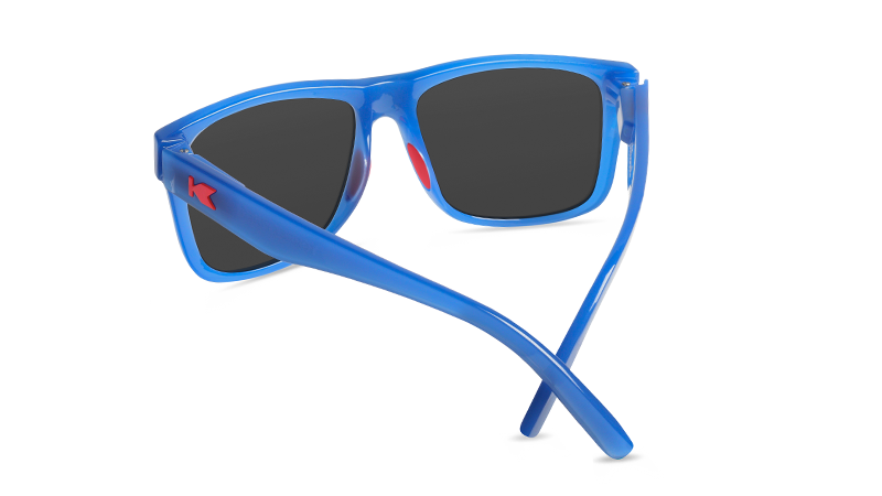 Sunglasses with Glossy Blue Frames and Polarized Moonshine Lenses, Back