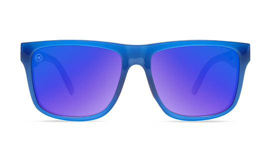 Sunglasses with Glossy Blue Frames and Polarized Moonshine Lenses, Front