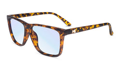 Sunglasses with Amber Ink Frames and Clear Blue Light Blocking Lenses, Flyover