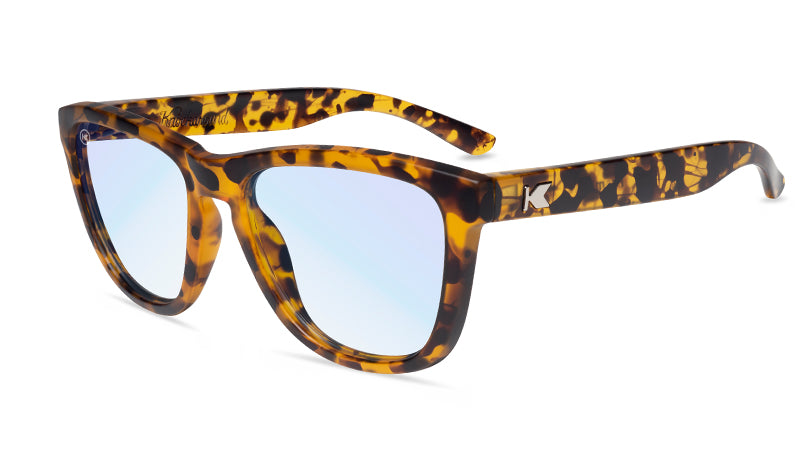 Sunglasses with Amber Ink Frames and Clear Blue Light Blockers, Flyover