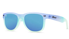 Sunglasses with Purple to Green Fade Frames and Polarized Aqua Lenses, Threequarter