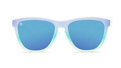 Sunglasses with Purple to Green Fade Frames and Polarized Aqua Lenses, Front