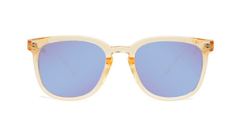 Sunglasses with Glossy Peach Frames and Polarized Snow Opal Lenses, Front