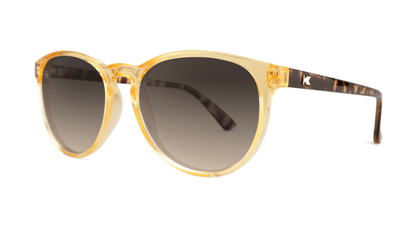 Sunglasses with Beverly Peach Frames and Amber Gradient Lenses, Threequarter