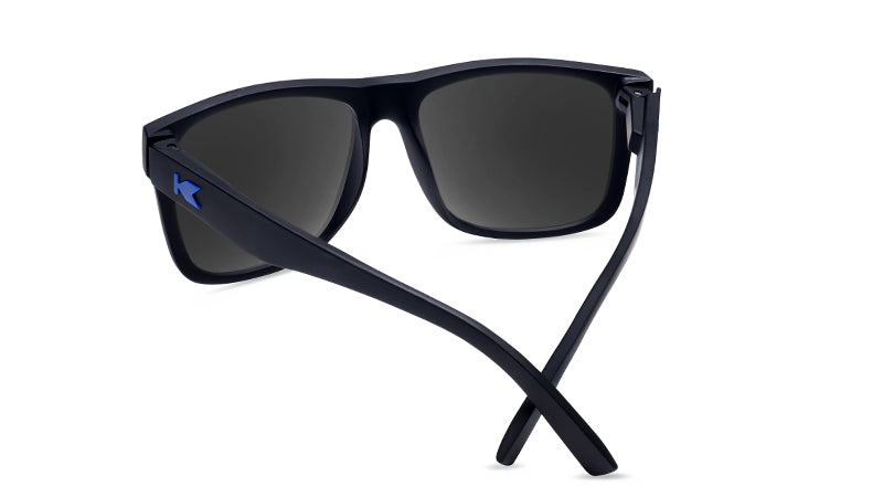 Sunglasses with Matte Black Frame and Polarized Blue Lenses, Back