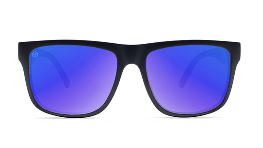 Sunglasses with Matte Black Frame and Polarized Blue Lenses, Front