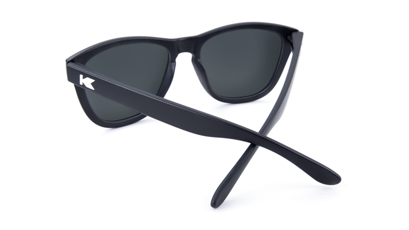 Premiums Sunglasses with Matte Black Frames and Blue Moonshine Mirrored Lenses, Back