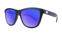 Premiums Sunglasses with Matte Black Frames and Blue Moonshine Mirrored Lenses, Threequarter