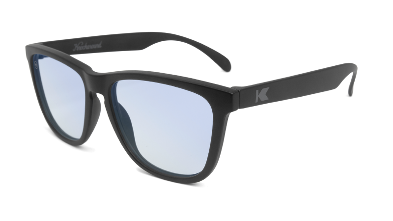 Sunglasses with Black Frames and Clear Blue Light Blockers, Flyover