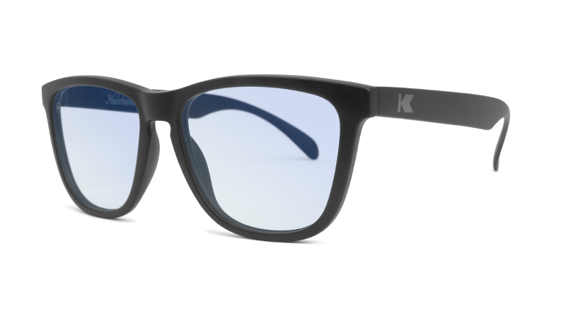 Sunglasses with Black Frames and Clear Blue Light Blockers, Threequarter