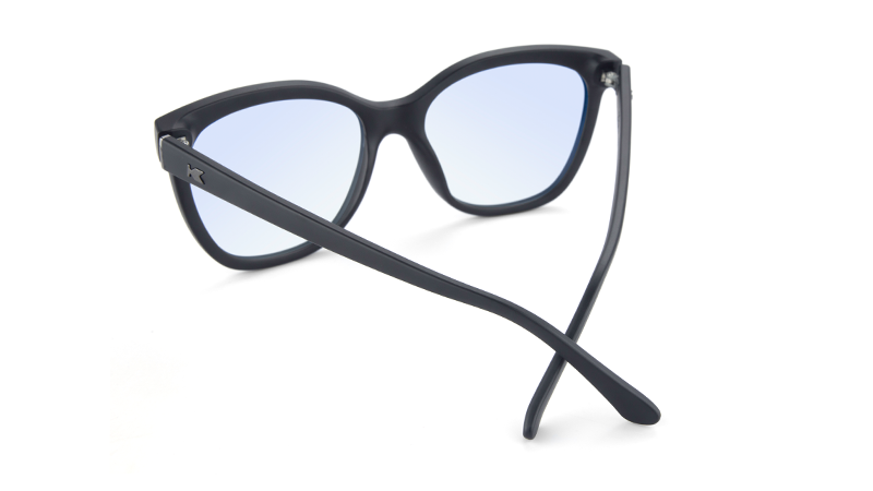 Sunglasses with Matte Black Frames and Clear Blue Light Blocking Lenses, Back