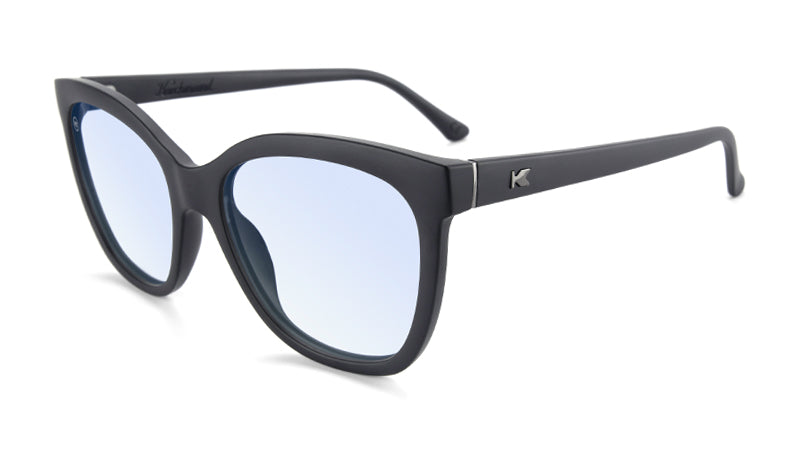 Sunglasses with Matte Black Frames and Clear Blue Light Blocking Lenses, Flyover