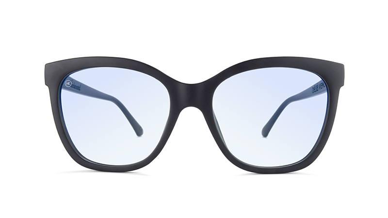 Sunglasses with Matte Black Frames and Clear Blue Light Blocking Lenses, Front