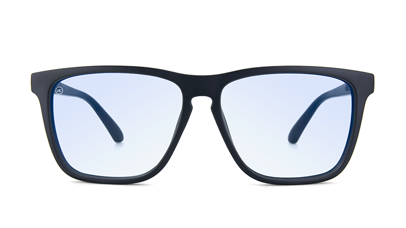 Sunglasses with Matte Black Frames and Clear Blue Light Blocking Lenses, Front