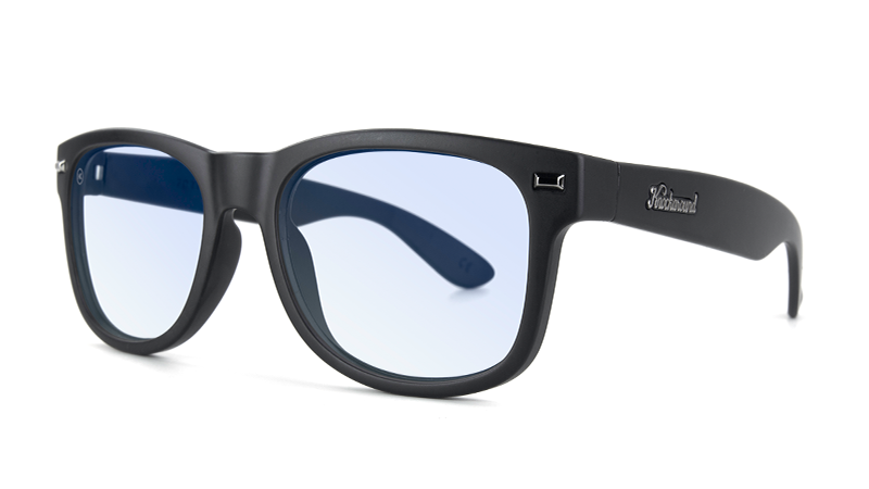 Blue Light Blockers with Matte Black Frames and Clear Lenses, Threequarter