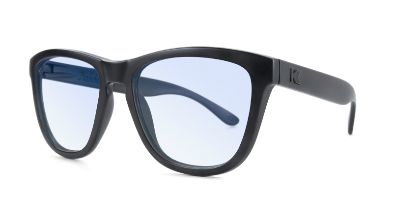 black 3Sunglasses with Black Frames and Clear Blue Light Blockers, Threequarter