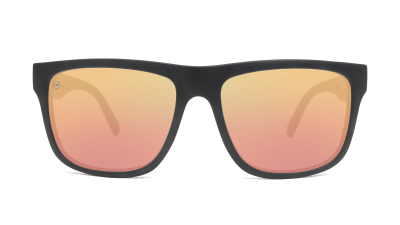 Sunglasses with Matte Black Frames and Polarized Rose Gold Lenses, Front