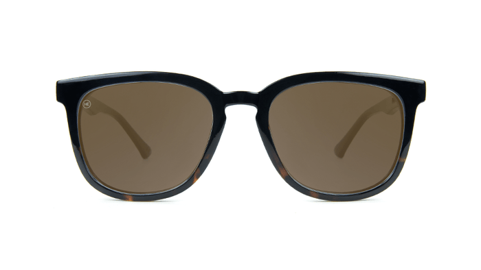 Sunglasses with Glossy Black Tortoise Shell Fade and Polarized Amber Lenses, Front