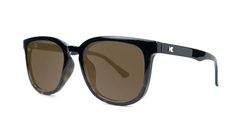 Sunglasses with Glossy Black Tortoise Shell Fade and Polarized Amber Lenses, Threequarter