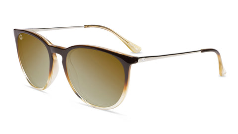 Sunglasses with Brown Frames and Polarized Gold Lenses, Flyover