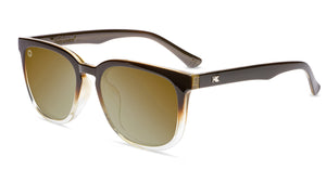 Sunglasses with Brown Frames and Polarized Gold Lenses, Flyover