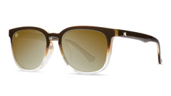 Sunglasses with Brown Frames and Polarized Gold Lenses, Threequarteer